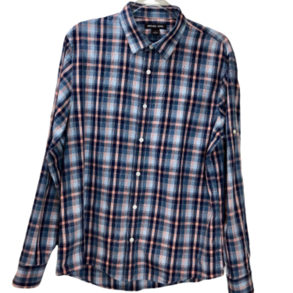 Michael Kors Plaid Button Down Shirt Size L